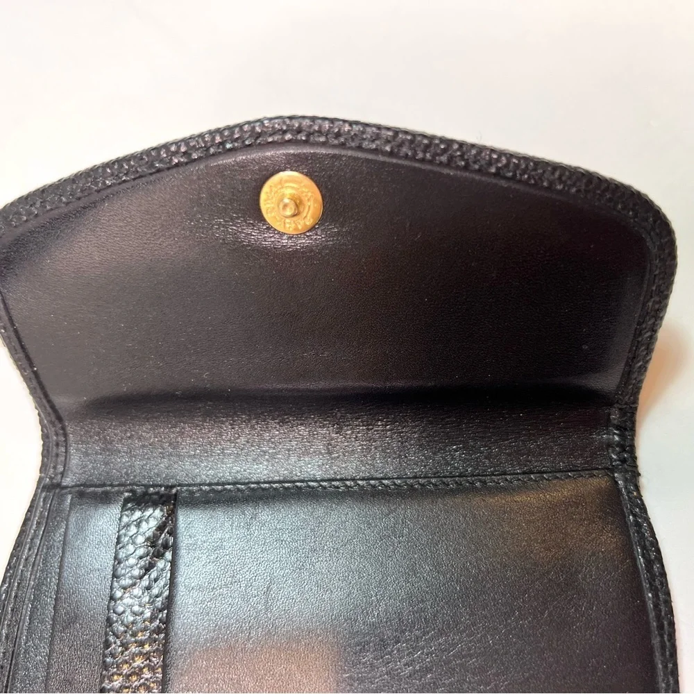 Vintage Judith Leiber Tri-fold Black Leather Wallet Credit Card Holder - Picture 8 of 14